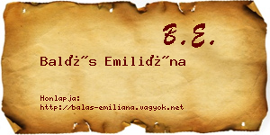 Balás Emiliána névjegykártya